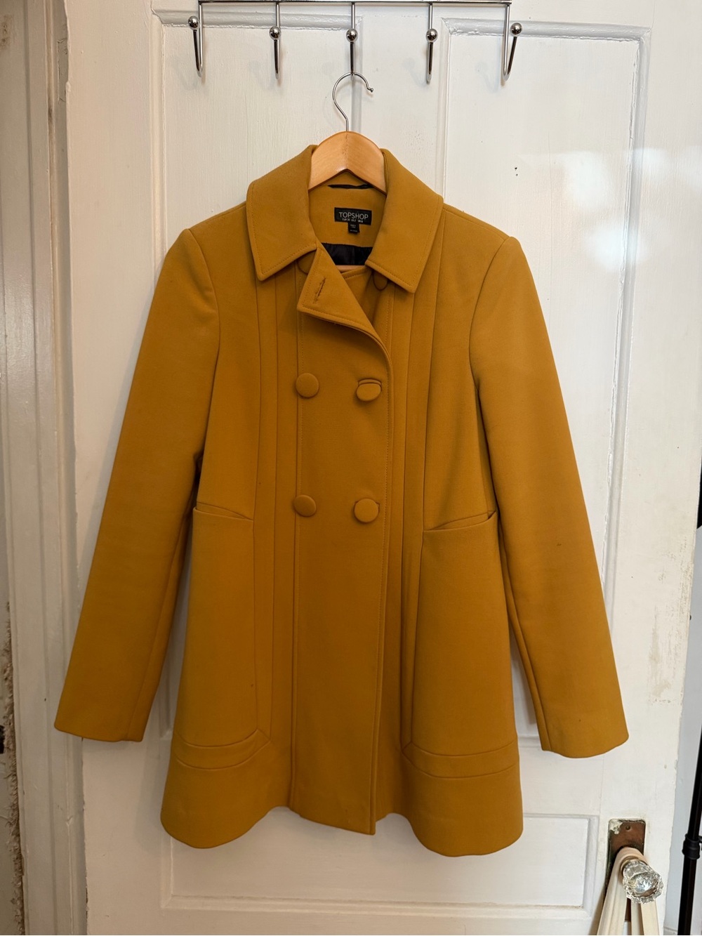 Topshop Mustard Double-Breasted Pea Coat